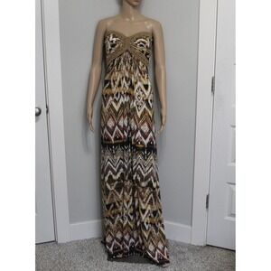 SKY Strapless Maxi‎ Dress Aztec Print Bohemian Style Long Dress Casual
